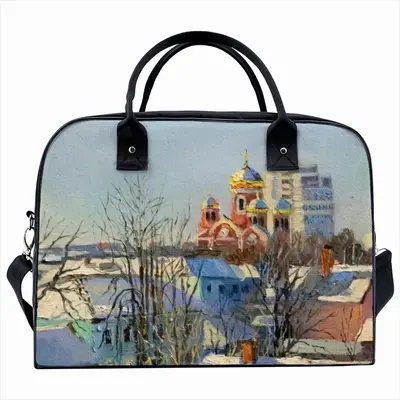 Winter Town With A Church Travel Tote Bag