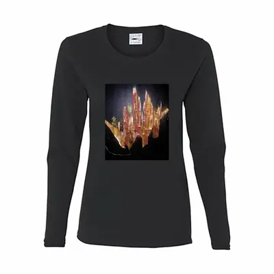 Women Crystals Long Sleeve T-Shirt (Cotton)