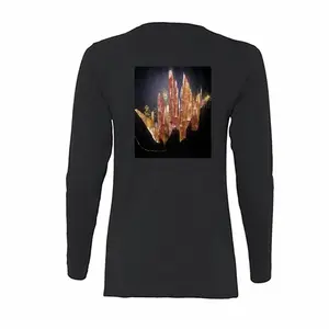 Women Crystals Long Sleeve T-Shirt (Cotton)