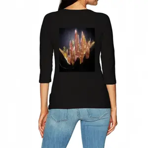 Women Crystals Long Sleeve T-Shirt (Cotton)