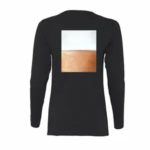 Women Black And White Over Copper Long Sleeve T-Shirt (Cotton)