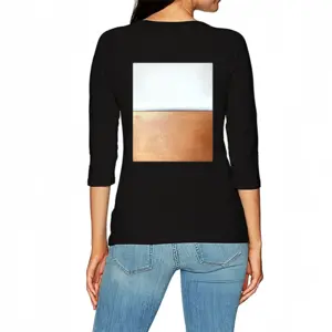 Women Black And White Over Copper Long Sleeve T-Shirt (Cotton)