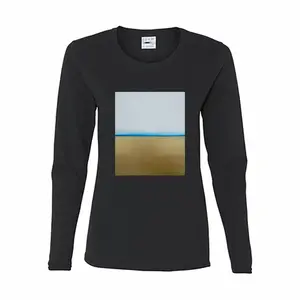 Women Blue Line With Gold Long Sleeve T-Shirt (Cotton)