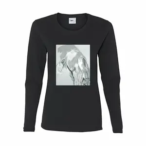 Women Grey Horse Long Sleeve T-Shirt (Cotton)