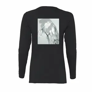 Women Grey Horse Long Sleeve T-Shirt (Cotton)