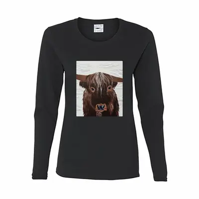 Women Bull - Red Bull Taurus Animals Buffalo Wild Long Sleeve T-Shirt (Cotton)