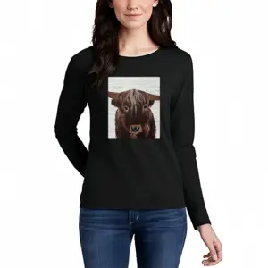 Women Bull - Red Bull Taurus Animals Buffalo Wild Long Sleeve T-Shirt (Cotton)