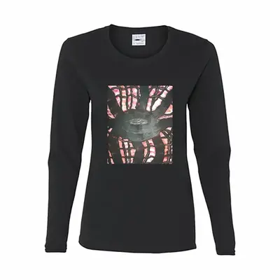 Women Black Web Long Sleeve T-Shirt (Cotton)