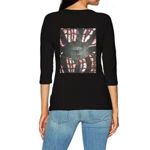 Women Black Web Long Sleeve T-Shirt (Cotton)