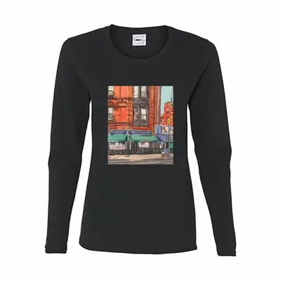 Women Greenwich Village New York City Long Sleeve T-Shirt (Cotton)