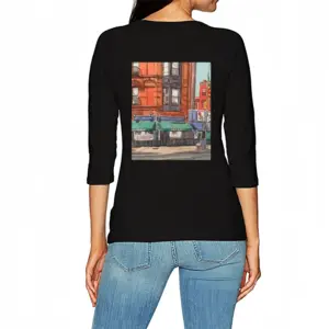 Women Greenwich Village New York City Long Sleeve T-Shirt (Cotton)