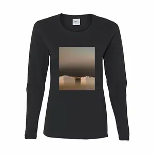 Women Lagoon With Two Boats In Green Long Sleeve T-Shirt (Cotton)