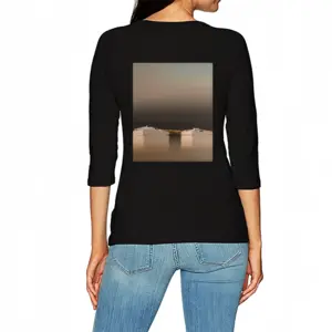 Women Lagoon With Two Boats In Green Long Sleeve T-Shirt (Cotton)