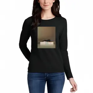 Women Lagoon With 2 Boats And Trees In Taupe And Green Light Long Sleeve T-Shirt (Cotton)