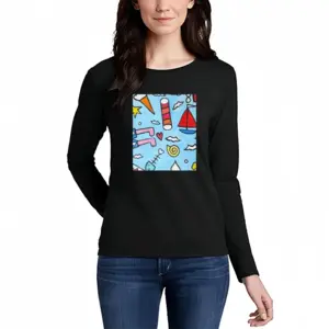 Women Seaside Long Sleeve T-Shirt (Cotton)