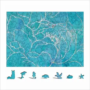 Turquoise Peony Animal Module Puzzle (Horizontal)