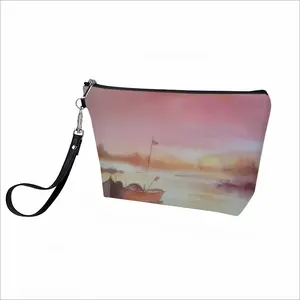 The Boat And Sunset Handheld Makeup Bag