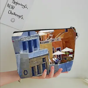 Santorini Houses In Oia Handheld Makeup Bag