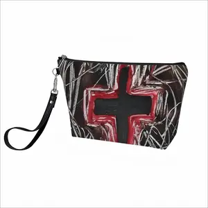 Black Cross Handheld Makeup Bag