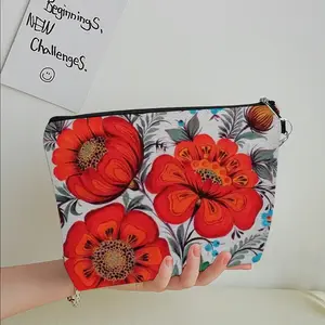 Poppy Flowers Handheld Makeup Bag