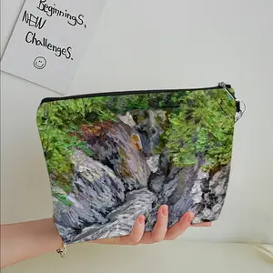 Oil Landscape Rocky Gorge With Rough River Handheld Makeup Bag