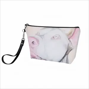 White Doberman Handheld Makeup Bag