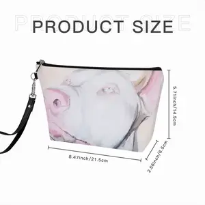 White Doberman Handheld Makeup Bag