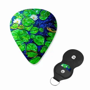 Water Lilies On The Blue Lake Guitar Pick