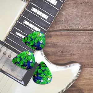 Water Lilies On The Blue Lake Guitar Pick