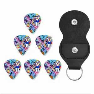 Goodbye My Love - Pop Art Cartoon Universal Peace Calligraphy Pink Guitar Pick