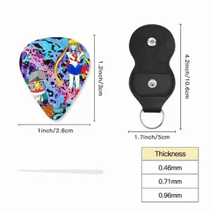 Goodbye My Love - Pop Art Cartoon Universal Peace Calligraphy Pink Guitar Pick