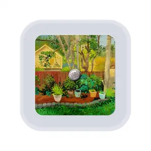 Backyard Garden With Yellow House Sensor Night Light (Square)