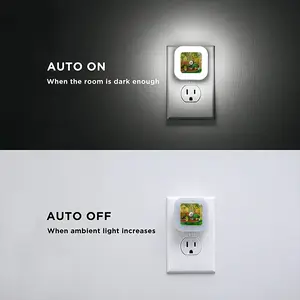 Backyard Garden With Yellow House Sensor Night Light (Square)