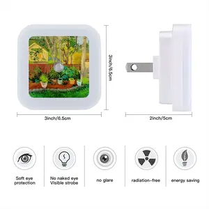 Backyard Garden With Yellow House Sensor Night Light (Square)