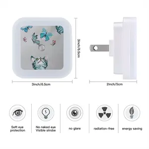 Cat And Butterflies Sensor Night Light (Square)