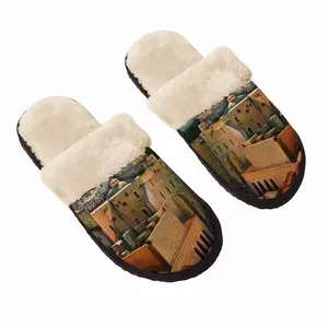 Men Sanset Over The Themple Mount Fuzzy Slippers