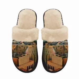 Men Sanset Over The Themple Mount Fuzzy Slippers