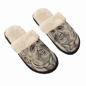 Men Pope Francis Portrait Fuzzy Slippers