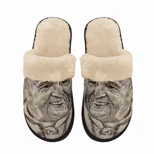 Men Pope Francis Portrait Fuzzy Slippers