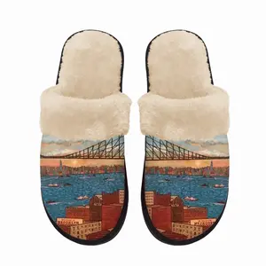 Men The Brooklyn Bridge Fuzzy Slippers