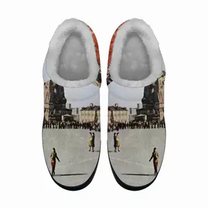 Men Lady In Red Square Cotton Slippers