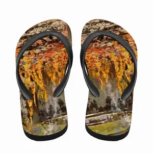 Men Fire Cooking Still Life Impressionism Flip Flop Slippers