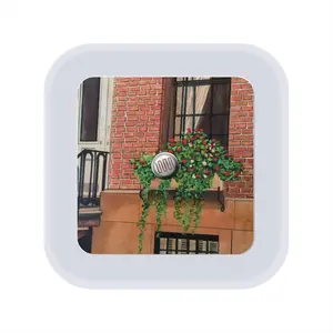 Brownstone With Flower Box New York City Sensor Night Light (Square)