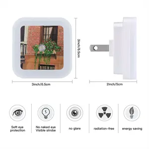 Brownstone With Flower Box New York City Sensor Night Light (Square)