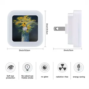 Blue And Yellow Bouquet Of Flowers Sensor Night Light (Square)