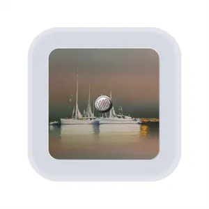 Sailboats Anchored At Sunset Sensor Night Light (Square)