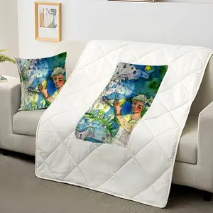 Boy With Bird Pillow Quilt