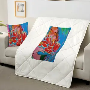 Girl With Tulips Pillow Quilt