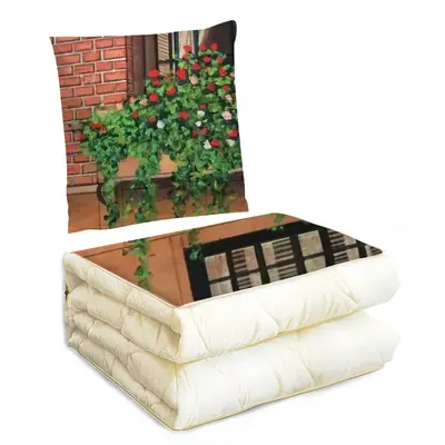 Brownstone With Flower Box New York City Pillow Quilt