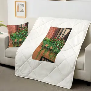 Brownstone With Flower Box New York City Pillow Quilt